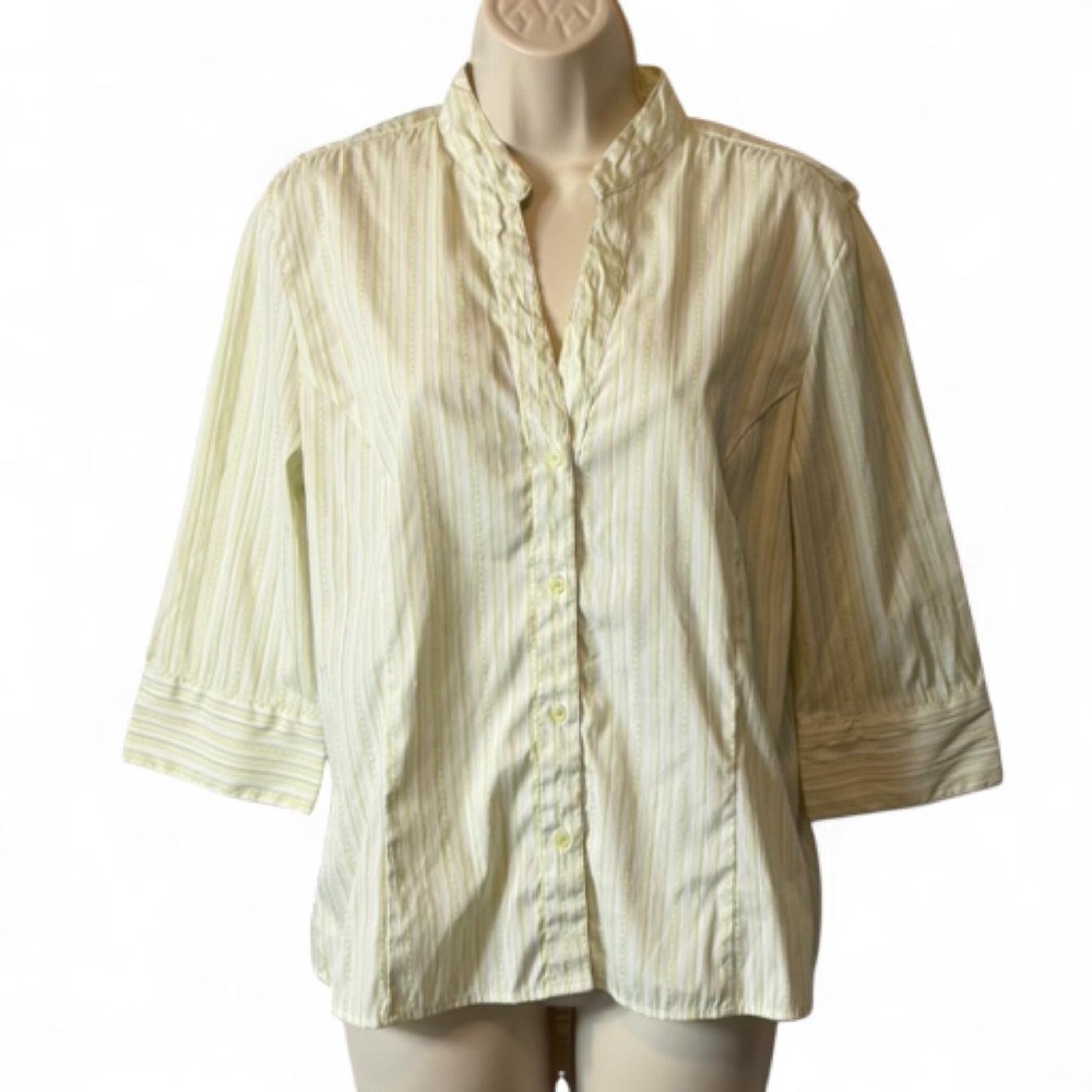 Vintage Y2K DCC Lime Green Striped Button Down Top, Women's Size L